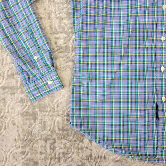 Ralph Lauren Shirt Mens Medium Purple Blue Plaid Button Down Yellow Pony - Picture 6 of 13